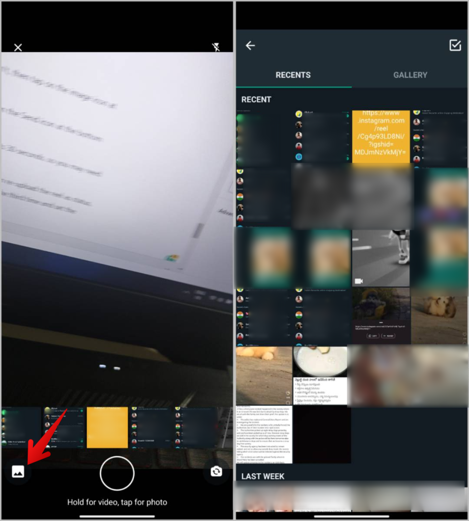 Selección de medios de la galería para publicar en el estado de WhatsApp