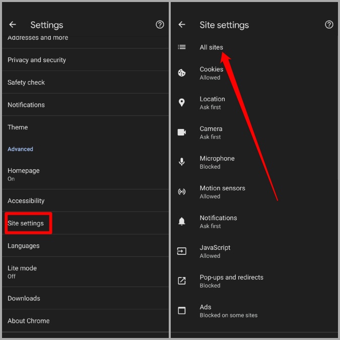Configuración del sitio