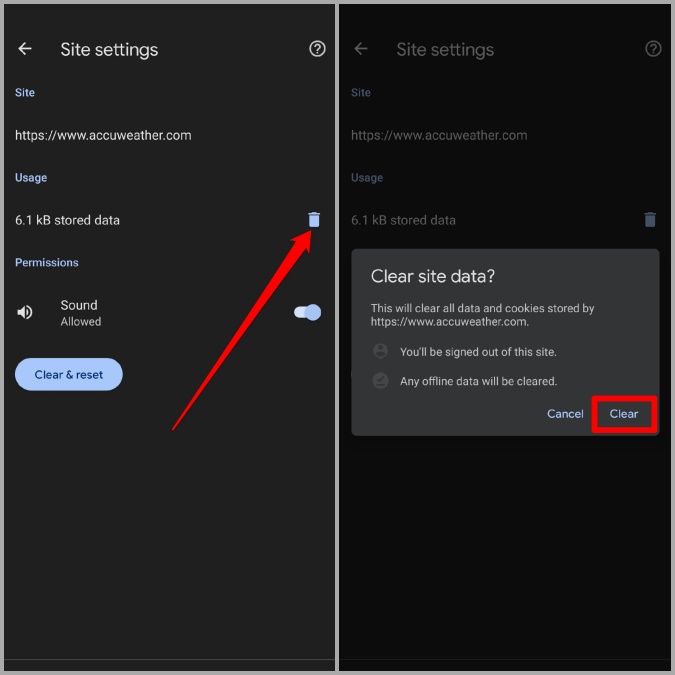 Borrar datos del sitio en Chrome