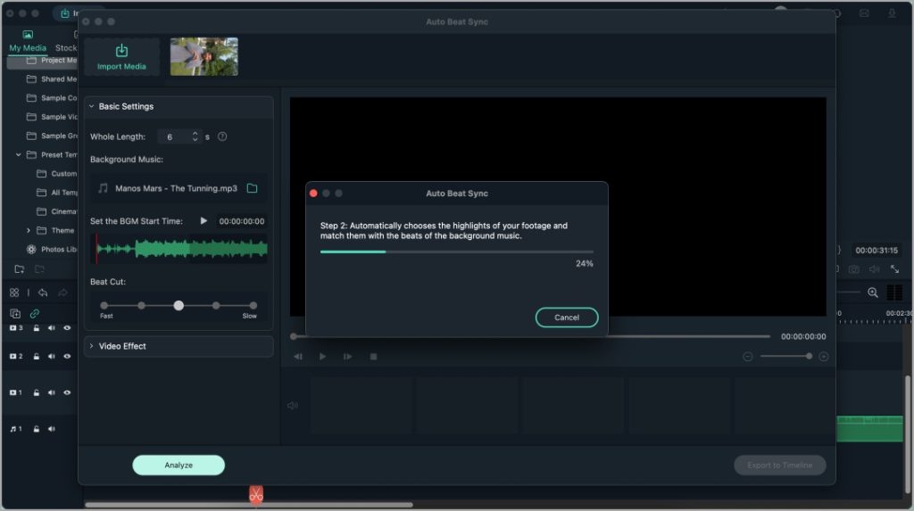 Función de Sync de Beat de Filmora Auto
