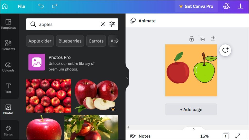 Agregar fotos, elementos a Canva