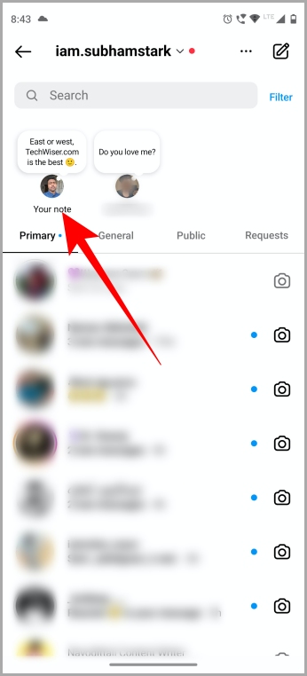 Notas de Instagram en DMS