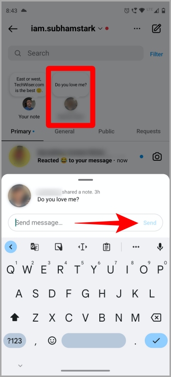 Respondiendo a una nota Instagram