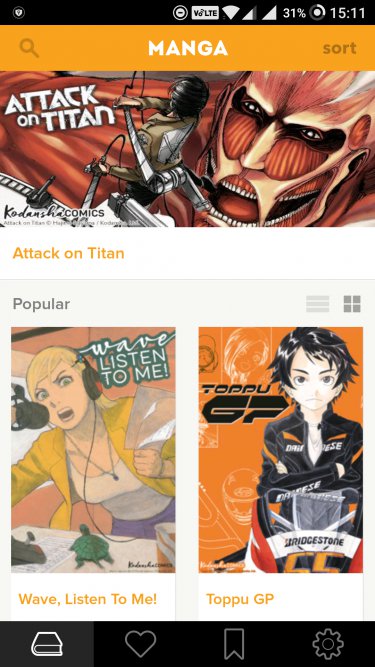Captura de pantalla de la aplicación de manga crunchyroll