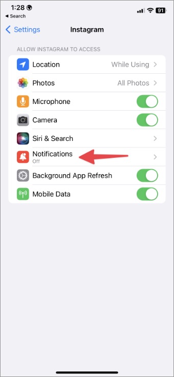 Notificaciones de Instagram en iPhone