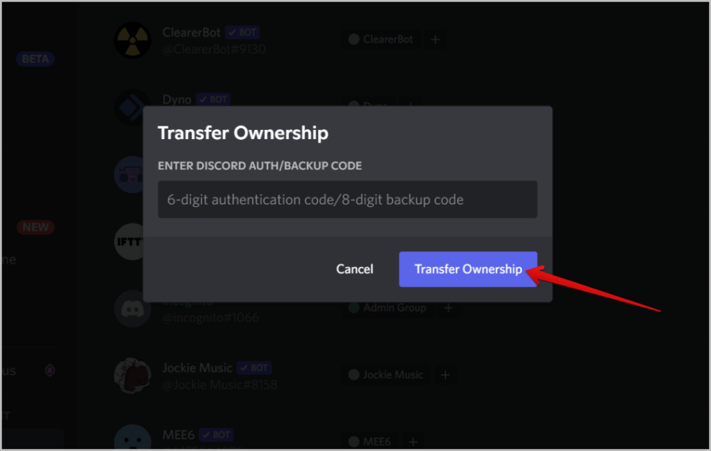 Código de verificación 2FA en Discord