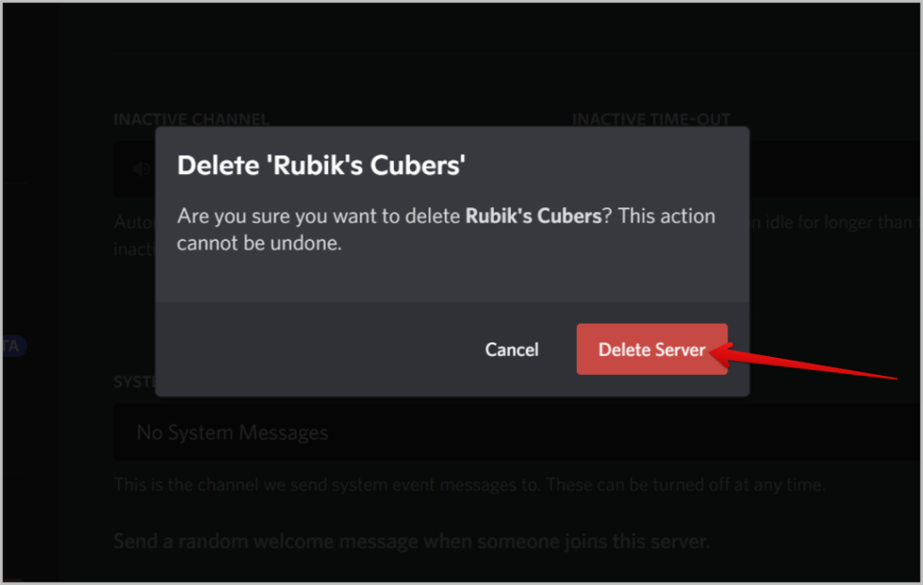 Eliminar servidor en Discord Desktop