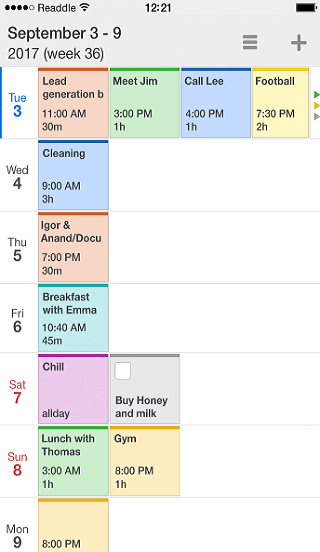 Calendarios 5 Vista de línea de tiempo