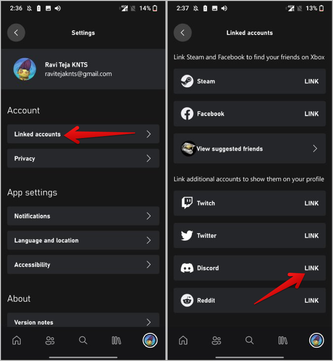 Vinculación de Discord a Xbox