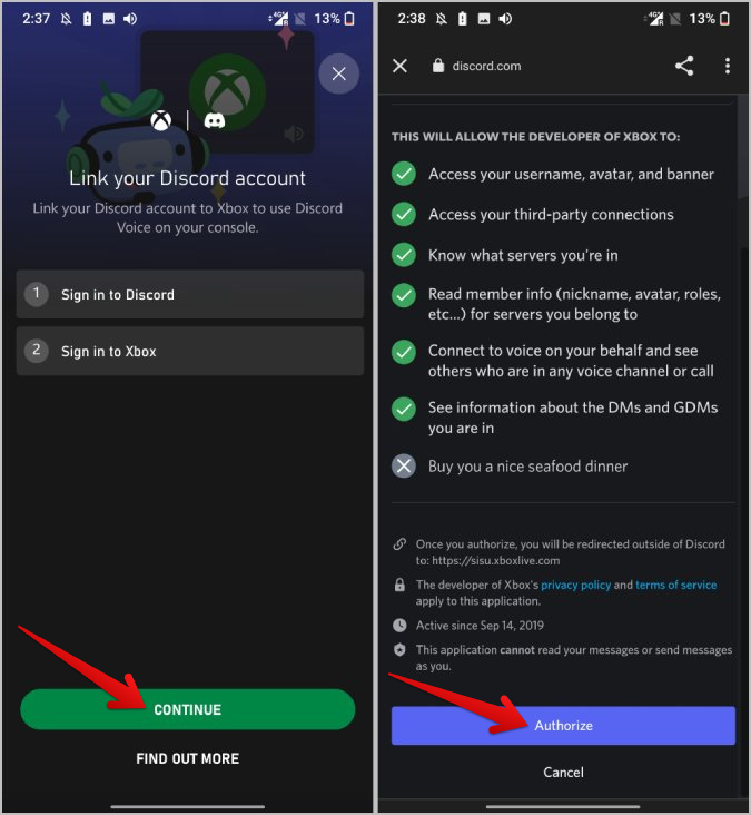 Autorizar Discord y Xbox 