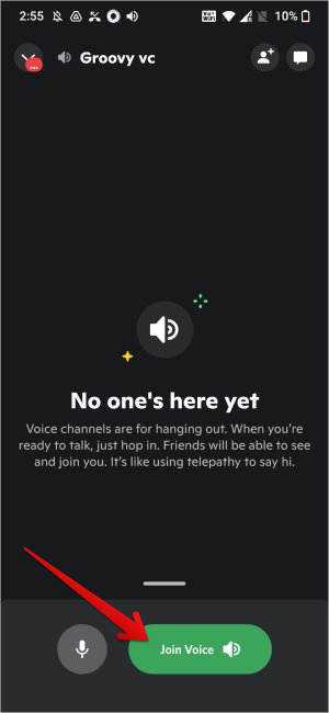 Opción de voz unirse en Discord
