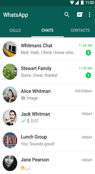 interfaz de usuario de whatsapp