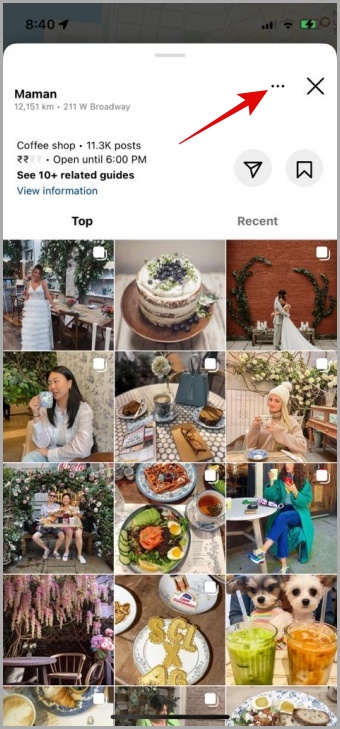 Compartir una cuenta comercial en el mapa de Instagram