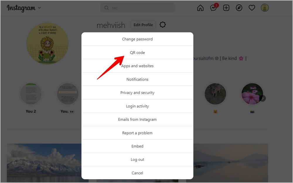 Código QR de Instagram PC