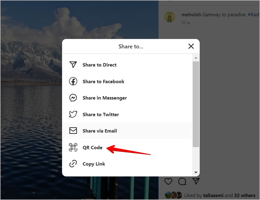Código QR Post de Instagram PC