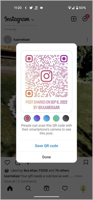 Instagram Mobile Otro Código Post QR Guardar