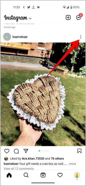 Instagram Mobile Otro post tres puntos