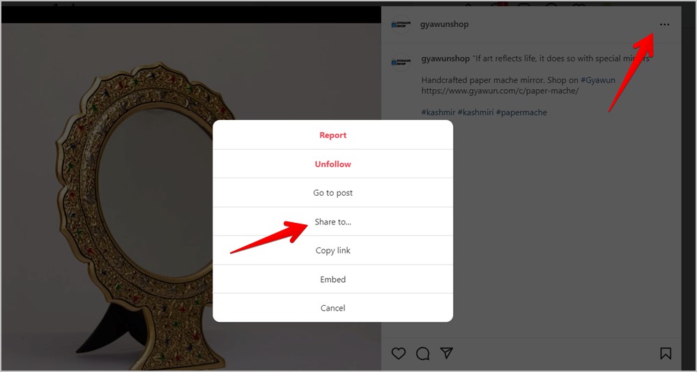 Instagram PC Otra publicación compartida