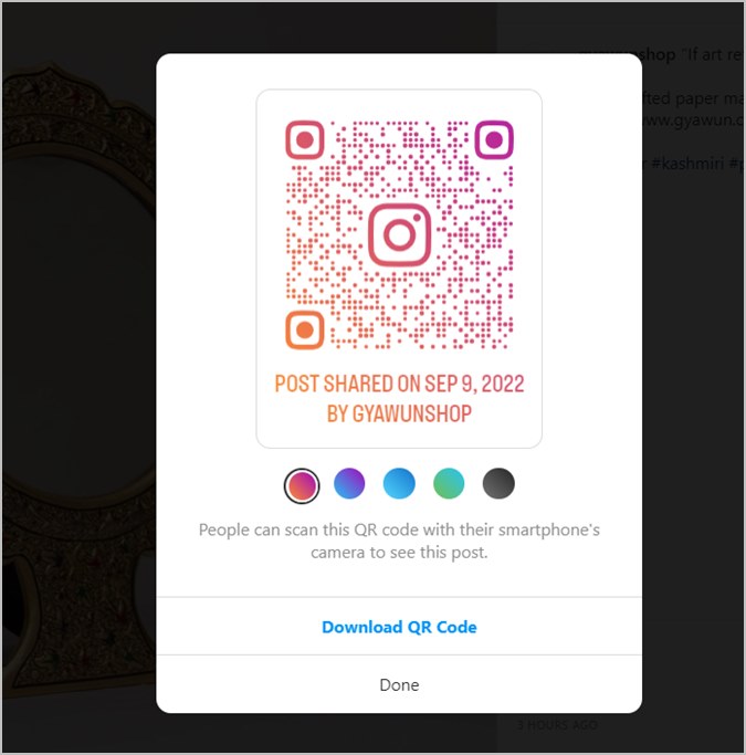 Instagram PC Otro post QR Código Descargar