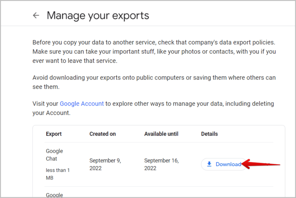 Descargue sus exportaciones