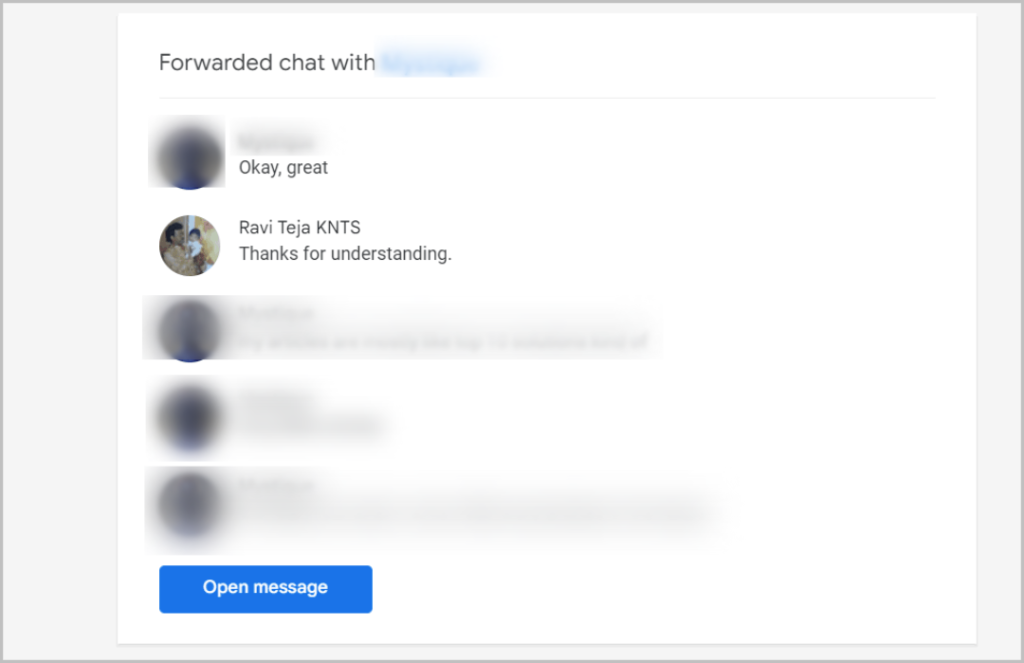 Chat reenviado a la bandeja de entrada gmail