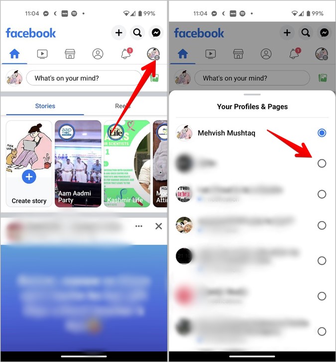 Cambio móvil de Facebook a la página