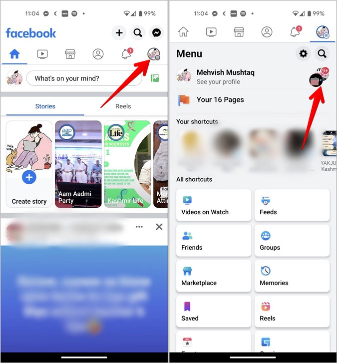Cambio de Android de Facebook a la página