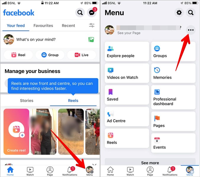 Cambio de iPhone de Facebook al perfil