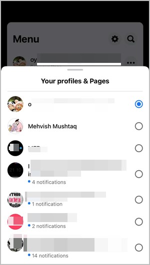 Facebook iPhone cambia al perfil desde la página