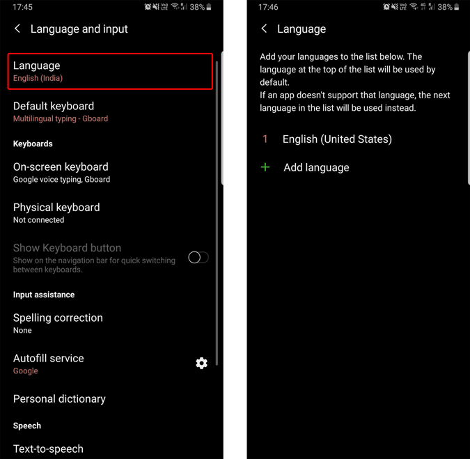 Cambiar la configuración del idioma en Android