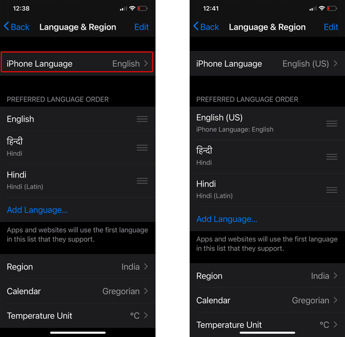 Cambiar la configuración del idioma en el iPhone