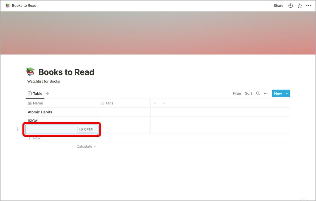 Agregar elementos a la base de datos de noción