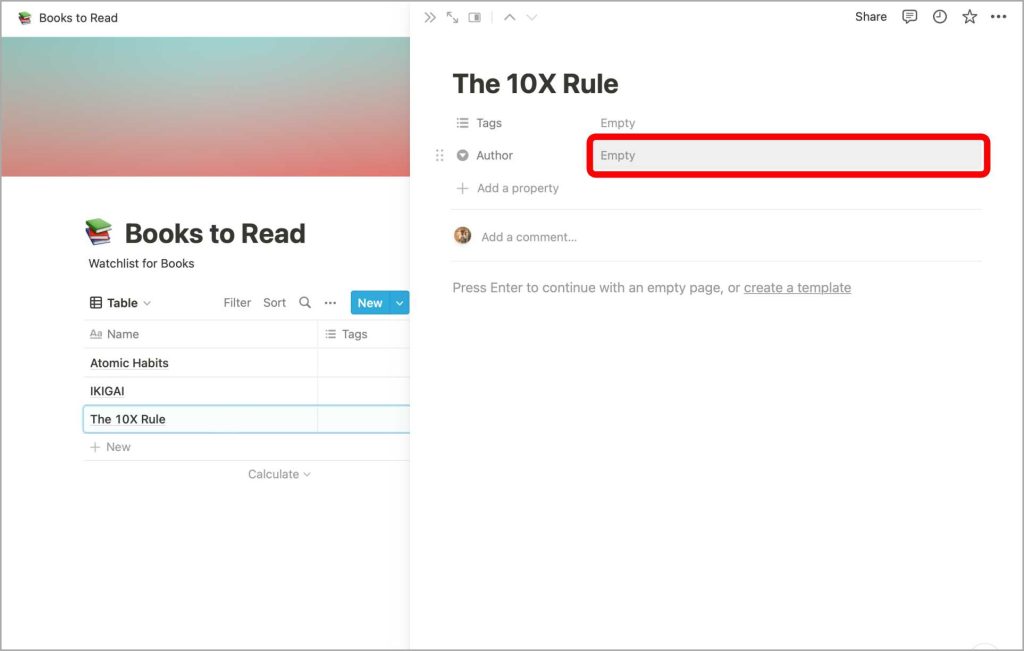 Crear base de datos en noción para principiantes