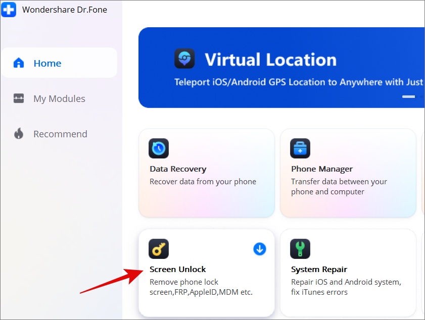 Módulo de desbloqueo de pantalla Dr.Fone de Wondershare