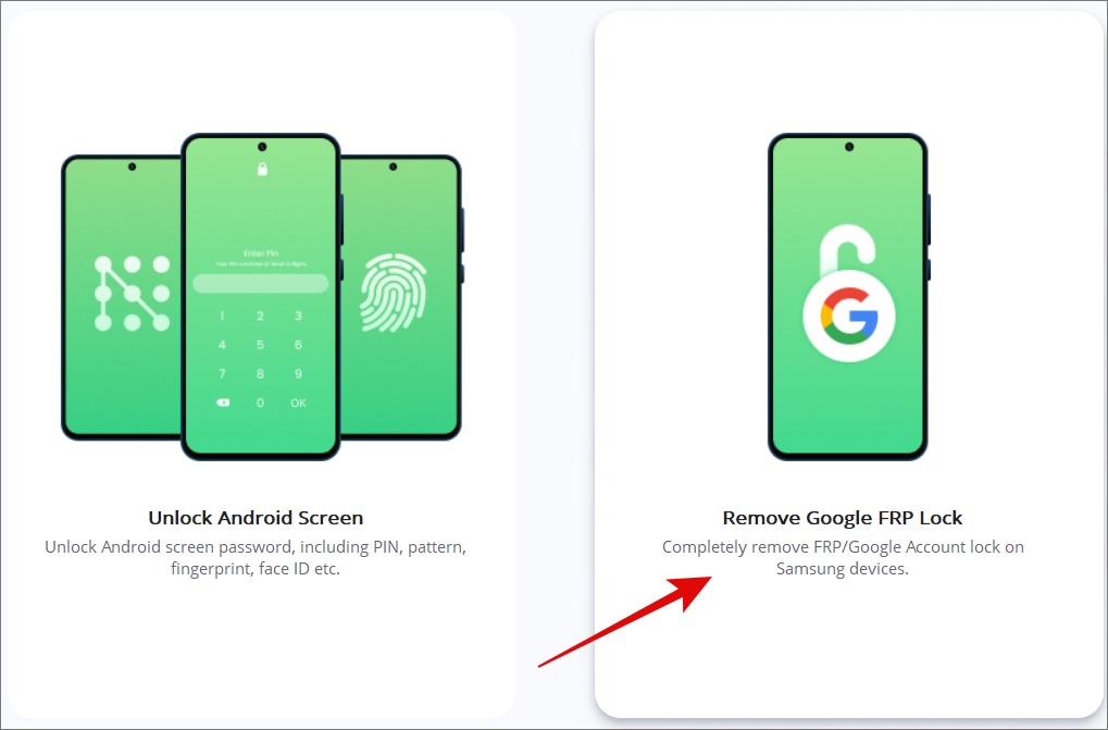 Opción de bloqueo de Google FRP de Dr.Fone
