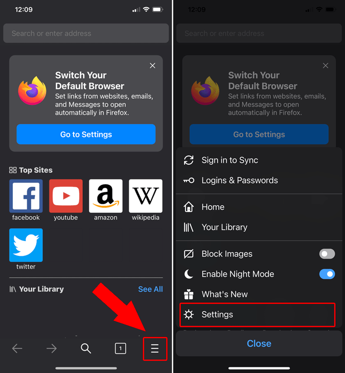 Configuración de Firefox en iPhone