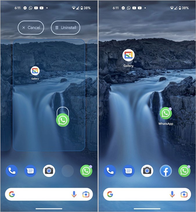 Pantalla de inicio de Android Whatsapp