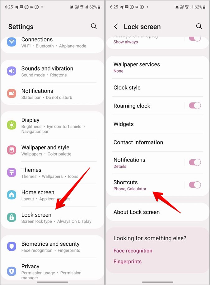 Atajo de la pantalla de bloqueo de Samsung