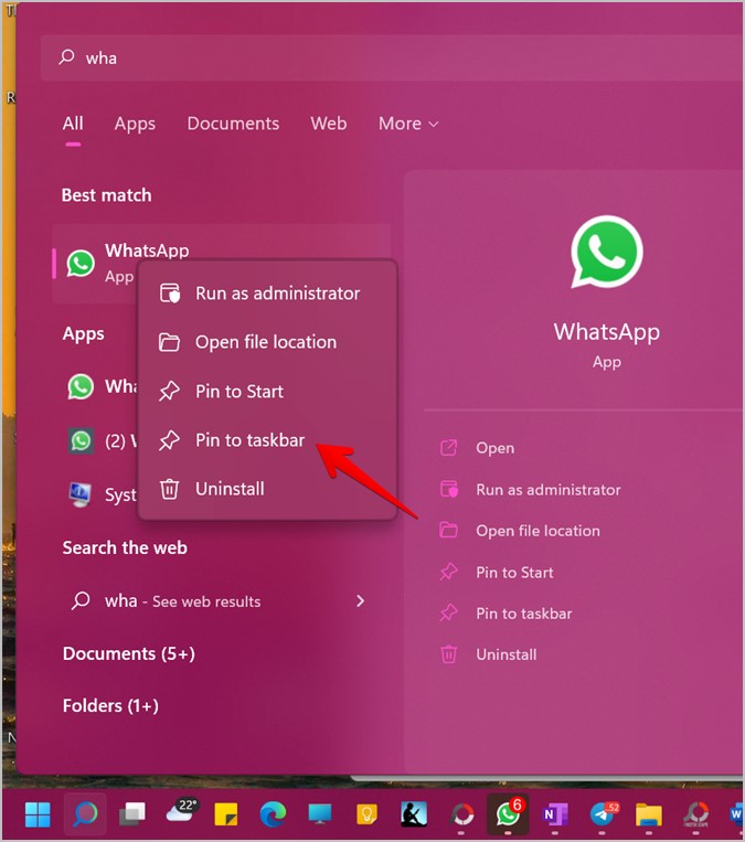 Pin de Windows WhatsApp a la barra de tareas
