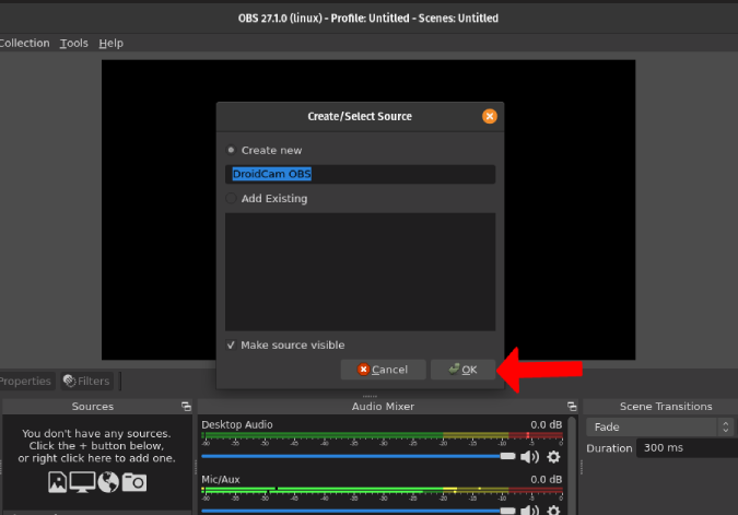 Creando una nueva instancia de DroidCam Obs