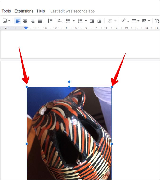 Google Docs cambia el tamaño de la imagen