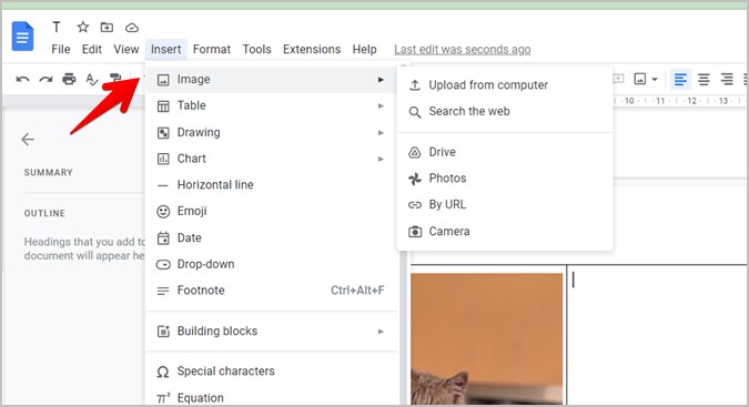 Google Docs inserta la segunda imagen en la tabla
