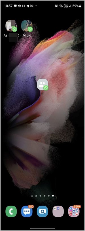 Pantalla de inicio de WhatsApp Android Chat Shortcut