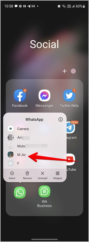 WhatsApp Android Agregar atajo de aplicación de icono