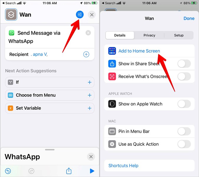iPhone Actualización de whatsapp Agregar pantalla de inicio