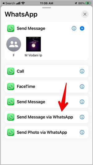 Mensaje de envío de whatsapp de iPhone