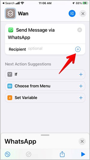 receptor de iPhone atajo de whatsapp