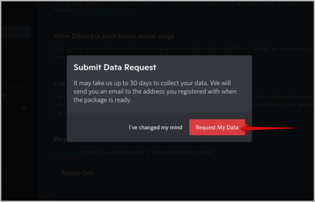 Confirmar la solicitud de los datos en discordia