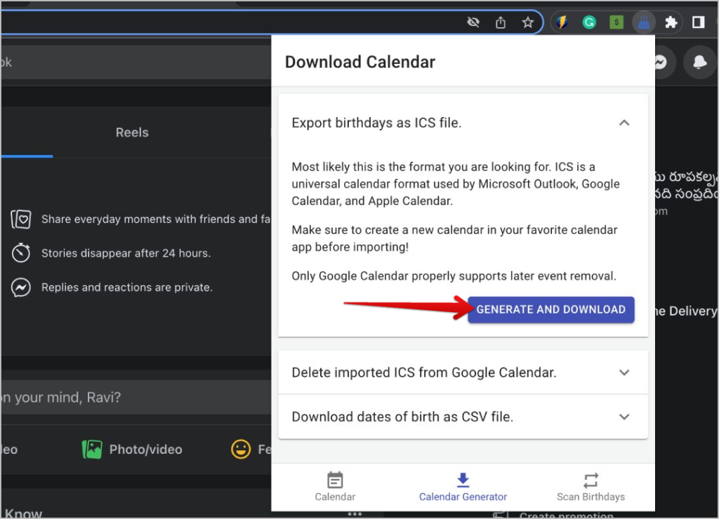 Descargar los cumpleaños de Facebook como ICS