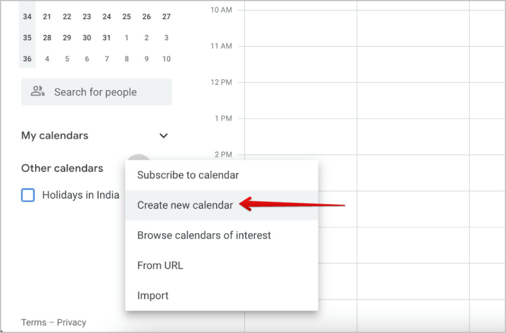 Crear un nuevo calendario en el calendario de Google